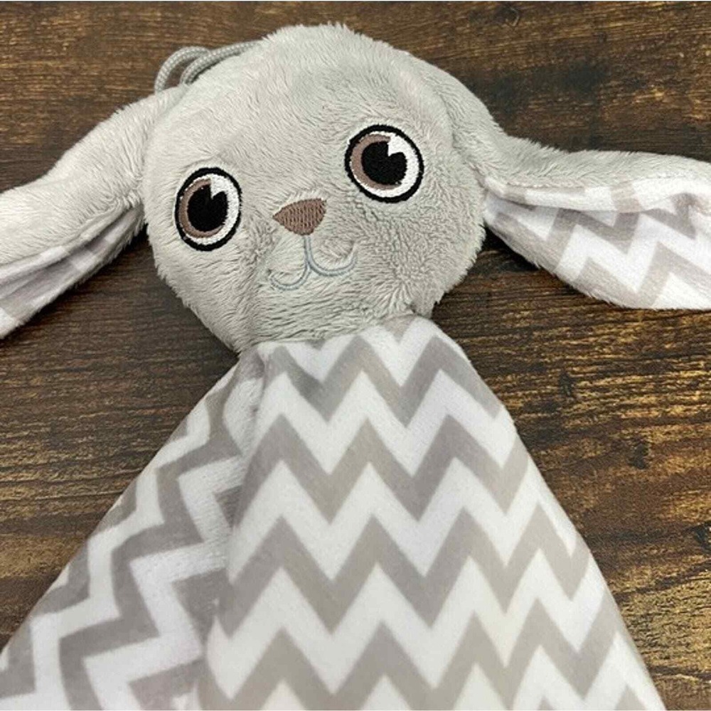 BooginHead Grey Bunny Pacifier Holder Knotted Teether Lovey